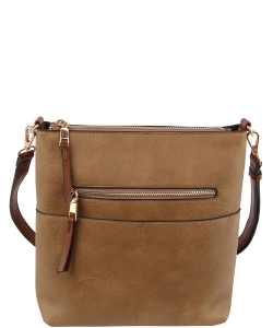 Fashion Zip Pocket Crossbody Bag LQF038-Z MOCHA